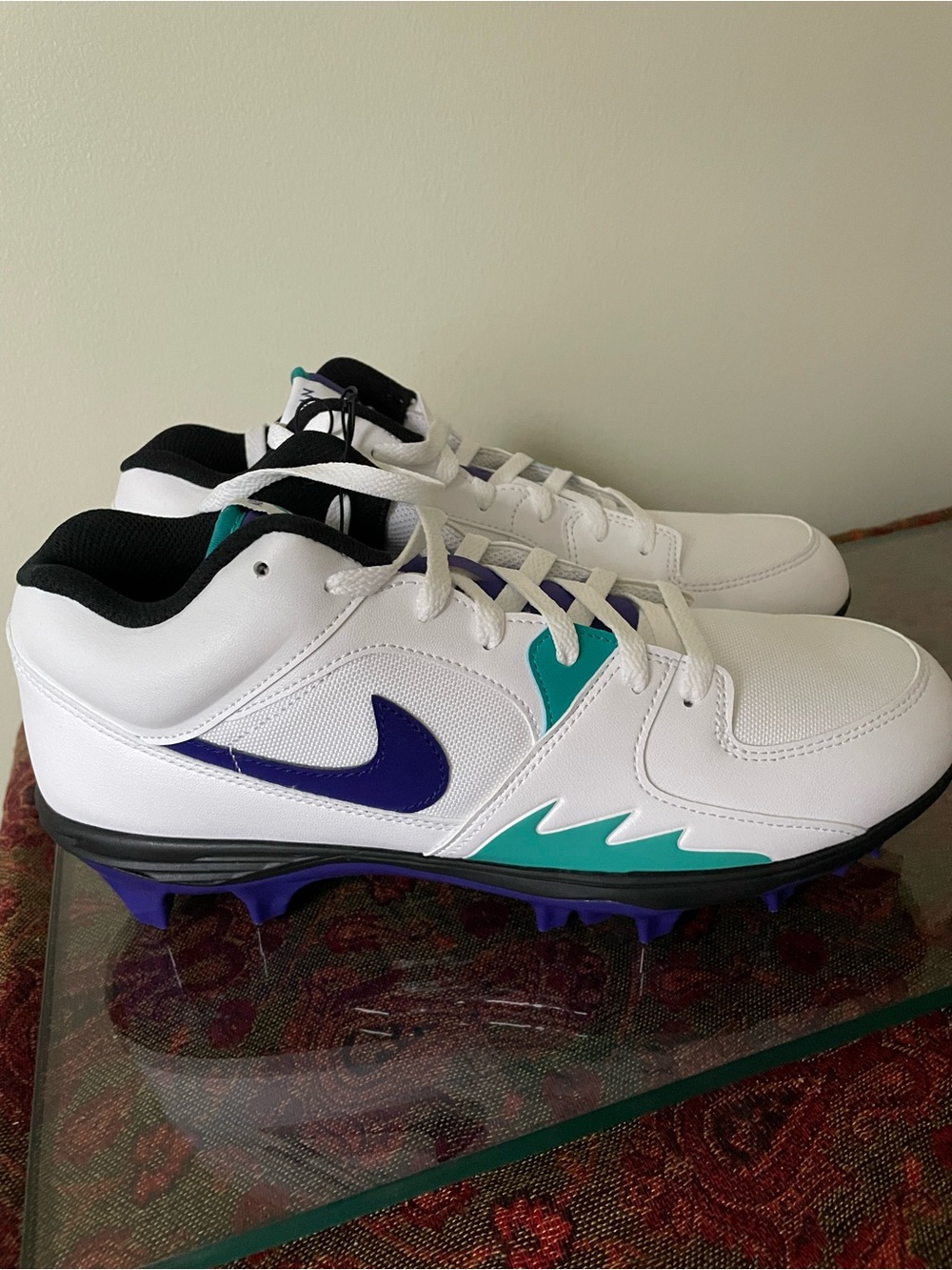 Nike Men’s Jordan Stadium 90 Cleats with Purple & Teal Accents 11.5 NWT